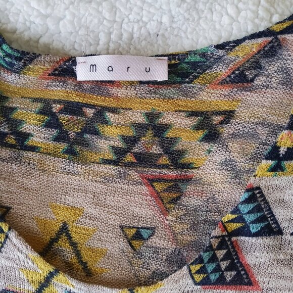 Vintage Boutique Maru Long Sleeve Mesh See Through Aztec Western Blouse Medium - Picture 6 of 6